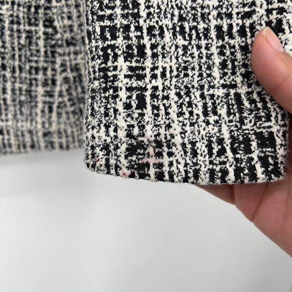 Karl Lagerfeld Paris Womens 0 Tweed Faux Leather Trim One-Button Blazer Black - Picture 8 of 12